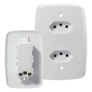 Tomada Dupla 10a Fácil Instalação Ideale Pluzie Cor Branco 4200